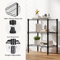 DUMOS 3 Tier Metal Wire Rack Shelf Heavy Duty
