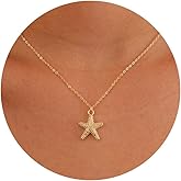 BSGRL Dainty Necklace- Moon Star Softball Bat Cross Bow Cowboy Boot Evil Eye Starfish Sun Infinity Fish Necklace for Women 14K Gold/White Gold Plated