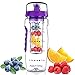 AQUATIME Time Marked Fruit Infuser Water Bottle Large 32 oz - Free Brush for Easy Clean - Convenient to Carry - Leak Proof - FDA Approval BPA Free & Eco - Friendly Tritan Copolyester Plastic