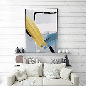 Framed Canvas Home Artwork Decoration Golden Abstract Style Canvas Wall Art for Living Room, Bedroom - 16x24 inches