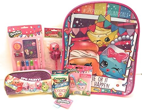 Shopkins Bundle of 6 Items - Includes: Folder, Stationary Set, Pencil Case, Erasers, PomPom pen, and Crayons