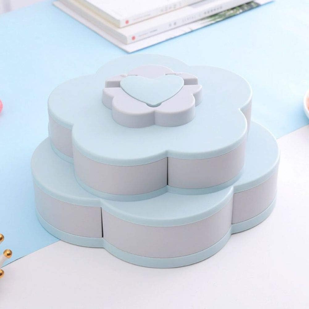 Autobestown Double Layer Nut Serving Platter, Flower-Shaped Rotating Snack Containers with 10 Compartments Candy Appetizer Tray Dried Fruits Storage Organizer Snack Box for Party Home Picnic
