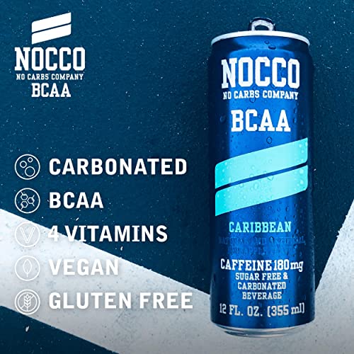 NOCCO BCAA Energy Drink Variety Pack 12 Fl Oz (Pack Of 12) Sugar