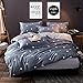 Nanko Queen Duvet Cover Set 3pc, 90x90 Geometric Triangle Soft Cool Microfiber Bedding Covers Set (1 Double Cover + 2 Pillowcase) with Zip, Tie - Modern Style Quilt Cover for Men, Blue Grey