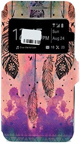 Galaxy S7edge Case,ARRYNN[Window View][Magnetic Closure]coloured drawing Ultra Thin Flip Leather Wallet Cover Folio Case With Stand Card Holder Slot for Samsung Galaxy S7edge(purplewings)