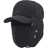 Men Winter Trapper Hat Warm Windproof Hunting Cap Thermal Ski Russian Hat with Earlflap Fleece Lined Ushanka Cap