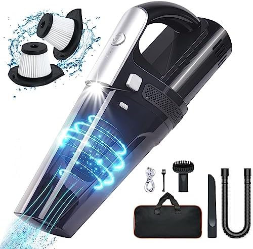 GHUSTAR 25000PA Handheld Vacuum Cordless Portable With LED Light, High Power Suction, Lightweight Rechargeable Hand Vacuum-707486