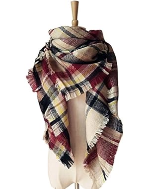 Women's Tassels Soft Plaid Tartan Scarf Winter Large Blanket Wrap Shawl