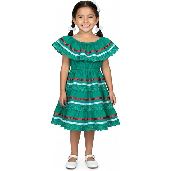 green emerald velvet dress Embroidered Mexican Dress: Red, White & Green Floral Manta Cotton – Raquells main image 0