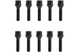 KSP PERFORMANCE KSP M14x1.25 Lug Bolts for I3 I8 M2 M4 F80 X2 X4 X6, Conical Seat Extended 45mm Shank Hex 17mm Black Dacromet Wheel Studs Compatible with BMW Mini, Package of 10PCS