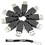 Estone New 10pcs Type A Male USB 4 Pin Plug Socket Connector With Black Plastic Cover