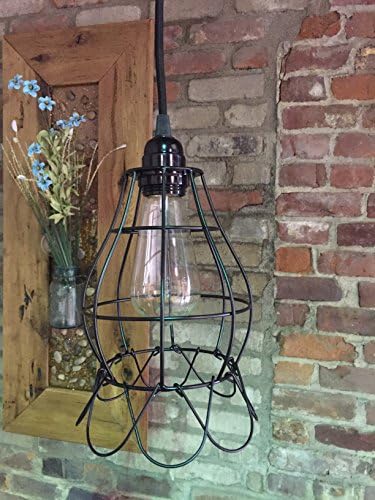 Large Flowering Cage Light with 15' of Cloth Covered Cord - In-line On/off switch and Plug