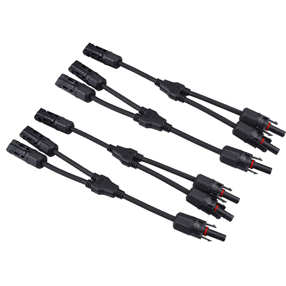 QitinDasen 2 Pairs Professional Solar Panel Cable Connector, Solar Y Branch Connector MFF/FMM, for Solar Panel Cable Photovoltaic System Parallel
