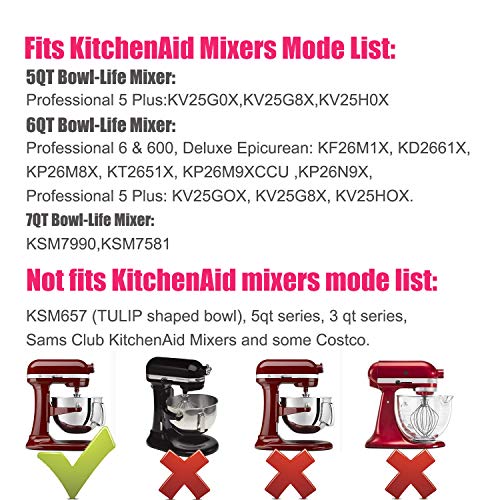 Flex Edge Beater for KitchenAid Tilt-Head Stand Mixer 6 Quart Bowls with Silicone Edges Flex Edge Bowl Scraper,Useful Flat Beater, Perfect KitchenAid Mixer Attachment Accessory