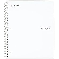 Five Star Spiral Notebook, 5-Subject, Wide Ruled