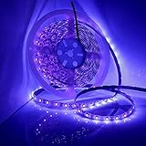 UV/Ultraviolet Black Light LED Strip Light Waterproof IP65, Flexible LED Lighting String with 12V 2A Power Supply, 300 Units 3528 LEDs 5 meters