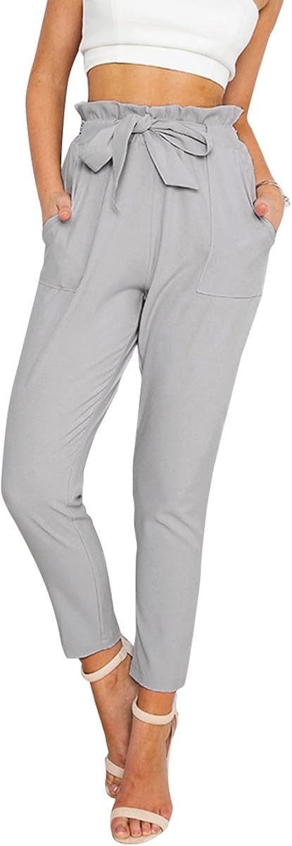 women's slim straight leg stretch casual pants with pockets