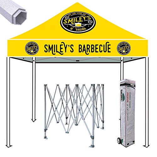 Eurmax Premium 10x10 Ez Pop up Canopy Commercial Tent Imprinted Fair Vendor Tent with Your Logo Bonus Roller Bag