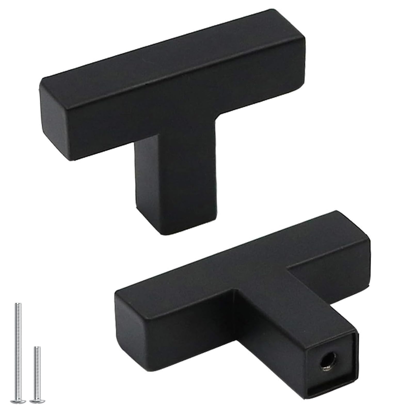 Photo 1 of Goldenwarm 5 Pack Black Square T Bar Single Hole Knobs Cabinet Pull Drawer Handles Stainless Steel Modern Hardware for Kitchen and Bathroom Cabinets Cupboard Kitchen Cabinet Knobs