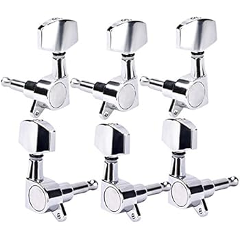 ATCG Guitar Tuning Pegs 6 Pieces 3L3R Chrome Tuners Machine Heads Knobs for Acoustic or Electric Musician Instrument Parts Accessories Guitar String Tuning Peg Replacement (Silver)