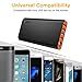 EasyAcc 20000mAh Power Bank QC 3.0 Quick Charge Portable Phone Charger with Dual USB Inputs and Four Outputs - Black & Orange