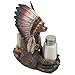 Decorative Native American Indian Glass Salt and Pepper Shaker Set with a Figurine Display Stand Featuring Chief Headdress, Spear, Bull Skull and Camp Fire for Western and Southwestern Kitchen Decor Sculptures & Statues or Unique Tribal Art Gifts by Home-n-Gifts