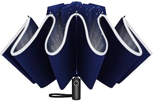 UVANTI Umbrella Windproof Travel Umbrellas - 10 Ribs Wind Resistant Compact Light Small Mini Upside Down Inverted Folding Reverse Strong Portable - Car Backpack Purse Umbrellas for Rain - Men Women