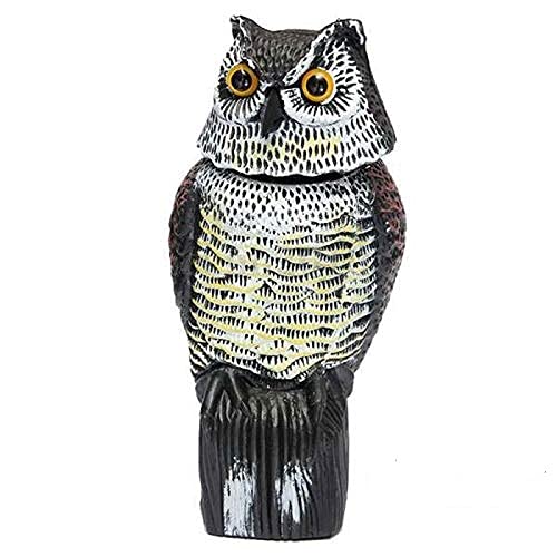 Guards Wind Action Owl,Decoy Bird Scarer Repeller Pest Deterrent,Owl Garden Ornaments,Lifelike Owl Protector 360 Rotating Head Deterrent Scares Birds/Pigeon/Seagull/Crow From Gardens