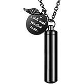 abooxiu Cylinder Urn Necklace for Ashes Cremation Jewelry/Keychain for human Pet Stainless Steel Memorial Keepsake Pendant with Angel Wing Charm Ashes