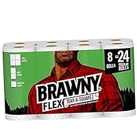Flex Paper Towels, 8 Triple Rolls = 24 Regular Rolls, Tear-A-Square, 3 Sheet Size Options, Quarter Size Sheets, 8 Count…