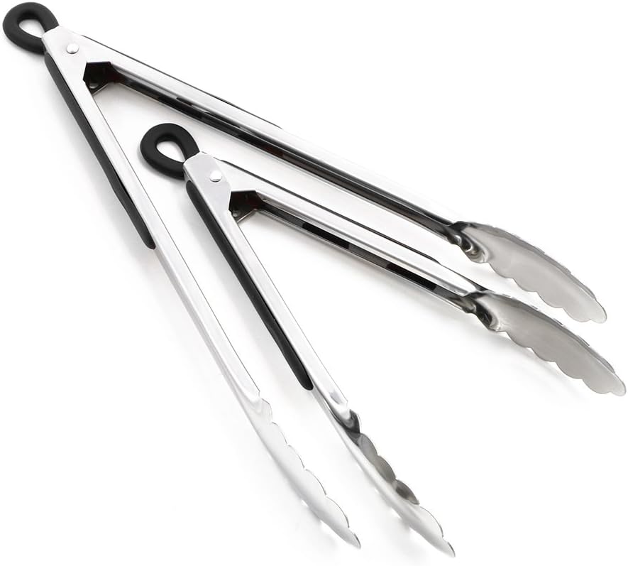 HelpCuisine Grillzange Set Edelstahl - 3-teilig Mit Silikon Für Küche & Grill