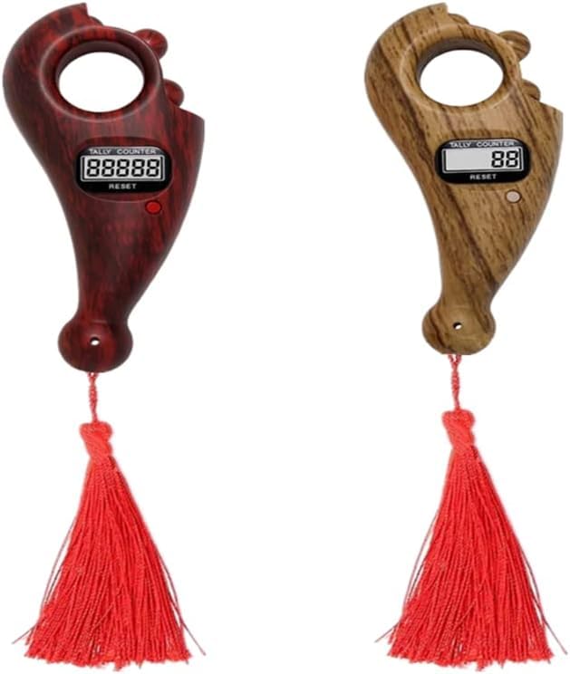 Kellegour Digital Counter Buddha Beads Counter,2PCS Finger Tally Counter,Hand Tally Counter with LCD Digital Display,Rotating Digital Counter,for Buddhist Meditation,Relaxation,Islamic Muslim Ramadan