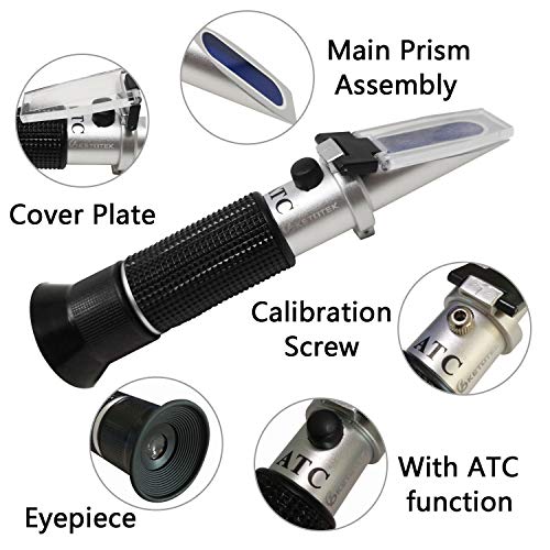 Ketotek Portable Brix Beer Refractometer with ATC for Beer Wort Wine Fruit Sugar Homebrew Meter Brix 0-32% Specific Gravity 1.000-1.130 Replace Homebrew Hydrometer - Thumbnail 4