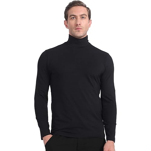 Yostylish Mens Thermal Tops V-Neck Pullover Turtleneck Shirts Premium Cotton Lightweight