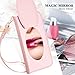 FYY Case for iPhone X/iPhone 10, [RFID Blocking Wallet][Makeup Case] Premium PU Leather Wallet Case with Cosmetic Mirror, Card Slots and Wrist Strap for iPhone X Edition (2017)/iPhone 10 Pink