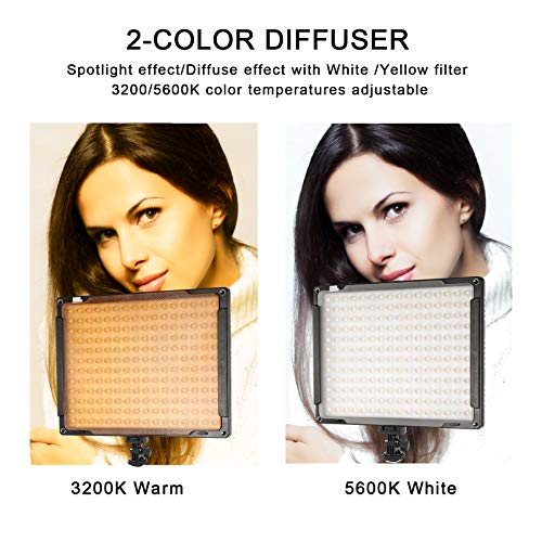 Pixel Camera Video Light, 192 LED 5600K Dimmable Ultra Brightness LED Video Light Panel for All DSLR Camera Camcorder with 2 Color Filters, Li-ion Battery and USB Charger