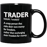 Bubble Hugs Stock Market Coffee Mug - Trader Definition Crazy Person - Day Trader Brokers Financial Adviser Investor Office Saving Investing Trading Planner 11 oz Black
