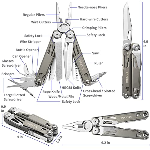 Multitool,19 in 1 Multitool Pliers with Titaniumplated Handle Safety