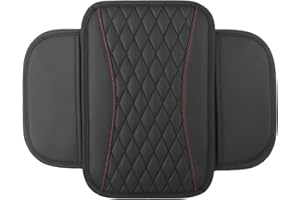 Color Blocking Design Car Center Console Cover, Leather Anti-Slip Console Cover with 2 Storage Bags, Suitable for Decorating 