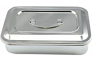 Stainless Steel Instrument Tray Organizer Holder with Lid, Box Square Dish for Medical Use, Tattoo, Piercing