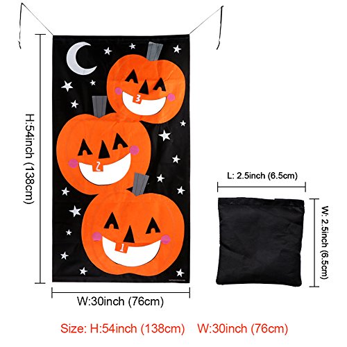 AerWo Pumpkin Bean Bag Toss Games + 3 Bean Bags, Halloween Games for Kids Party Halloween Decoration - //coolthings.us