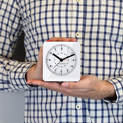 MARATHON CL030053WH Classic Silent Sweep Alarm Clock with Auto Night