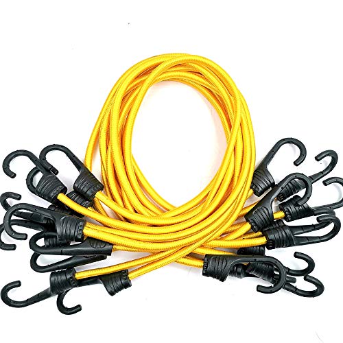 XL-OCEAN/DAJIA 5/16" bungee cords with Palstic steel hooks 32inchx10piece 8mmx80cm Industrial Bungee Cord 10pack (yellow))