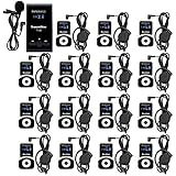 Retekess T130 99 Channel Wireless Tour Guide System Microphone Earphone Headset Church Translation System for Church Interpretation Wedding Training Court (1 Transmitter and 15 Receivers)