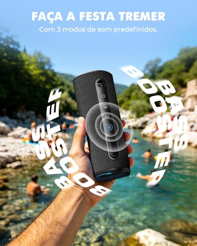 Caixa de Som Bluetooth Portátil GoFree2, Caixinha de Som Potente de 40W Máx com Graves Profundos, IP67 à Prova D'Água, 12H Bateria, Conexão USB e Bluetooth 6.0, Luzes LED para Praia, Piscina e Outdoor