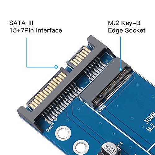 M.2 NGFF to SATA Adapter Card 22-Pin SATA III for NGFF M.2 SATA Converter Based Key B/B + M 2230 2242 2260 2280mm SSD Super Speed 6Gbps Transfer for Laptop Desktop