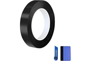 HEINAROMAN Gloss Black Vinyl Wrap Tape Roll, Self-Adhesive Black Out Chrome Delete Tape with Tool Kit Air Release Adhesive Detailing Wrap DIY Car Door Sill Window Trim Edge Guard Protective(3cm x 30feet)