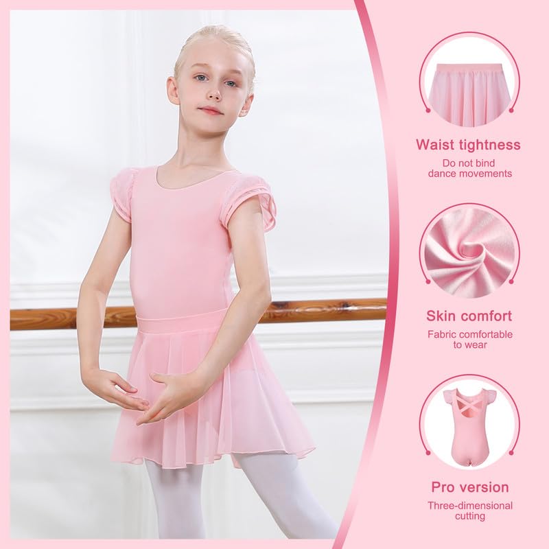 DIPUG Ballet Leotards for Girls Dance Leotard Combo Toddler Removable Dance Skirt