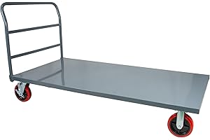 5SECONDS Flatbed Platform Cart Industrial Dolly – Heavy Duty 72” x 36” Hand Push Truck, Super Heavy Duty Flatbed with 2000Lb Capacity & 8'' Swivel Locking Wheels for Commercial Moving