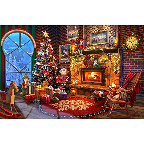 Lavievert Wooden Jigsaw Puzzles 1000 Piece Christmas Puzzles for Adults - Fireplace, Christmas Tree, Stockings